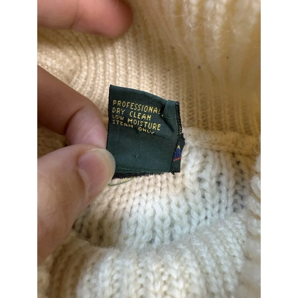 Vintage 80's Charter Club Sweater Wool Cable‎ Knit Fisherman | Cream | Medium
